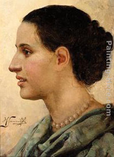 Portrait of a Young Woman painting - Henryk Hector Siemiradzki Portrait of a Young Woman art painting